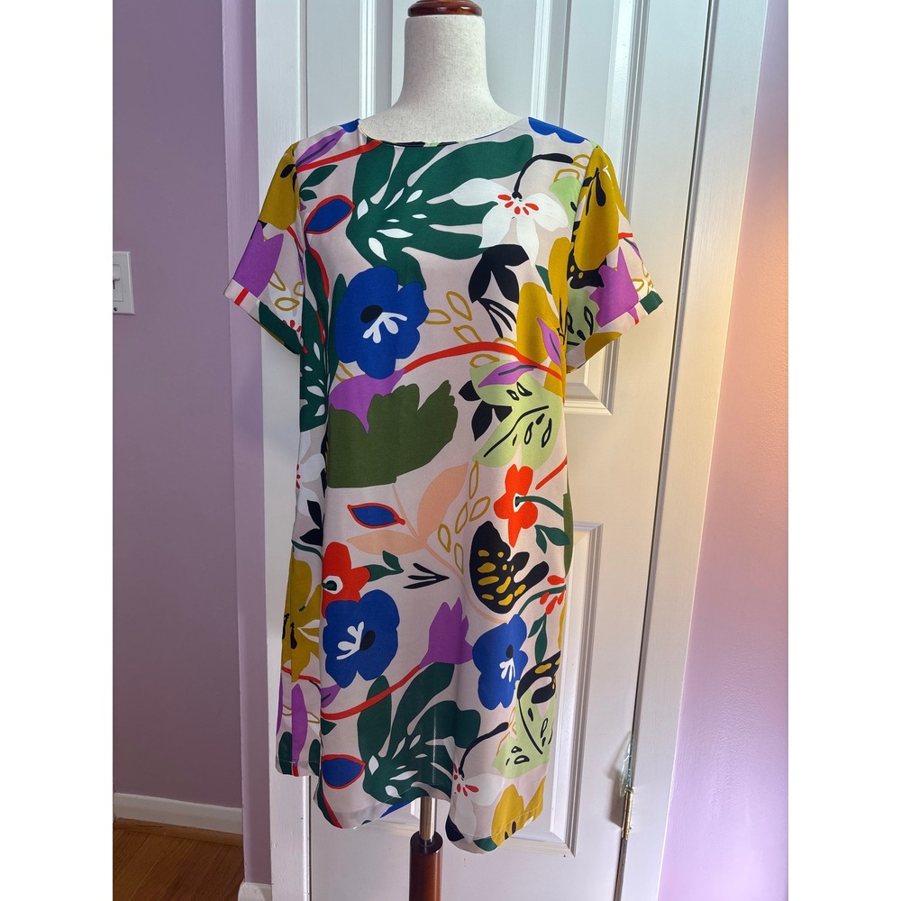 Lili Sidonio Molly Bracken Floral Tropical Shift Dress PL1228BP21 Womens Large
